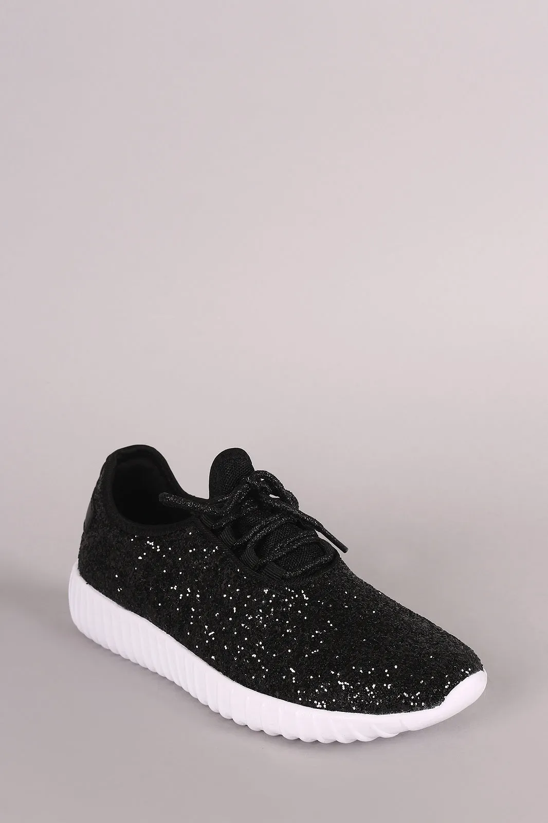 Encrusted Sparkling Glitter Lace Up Rigged Sneaker