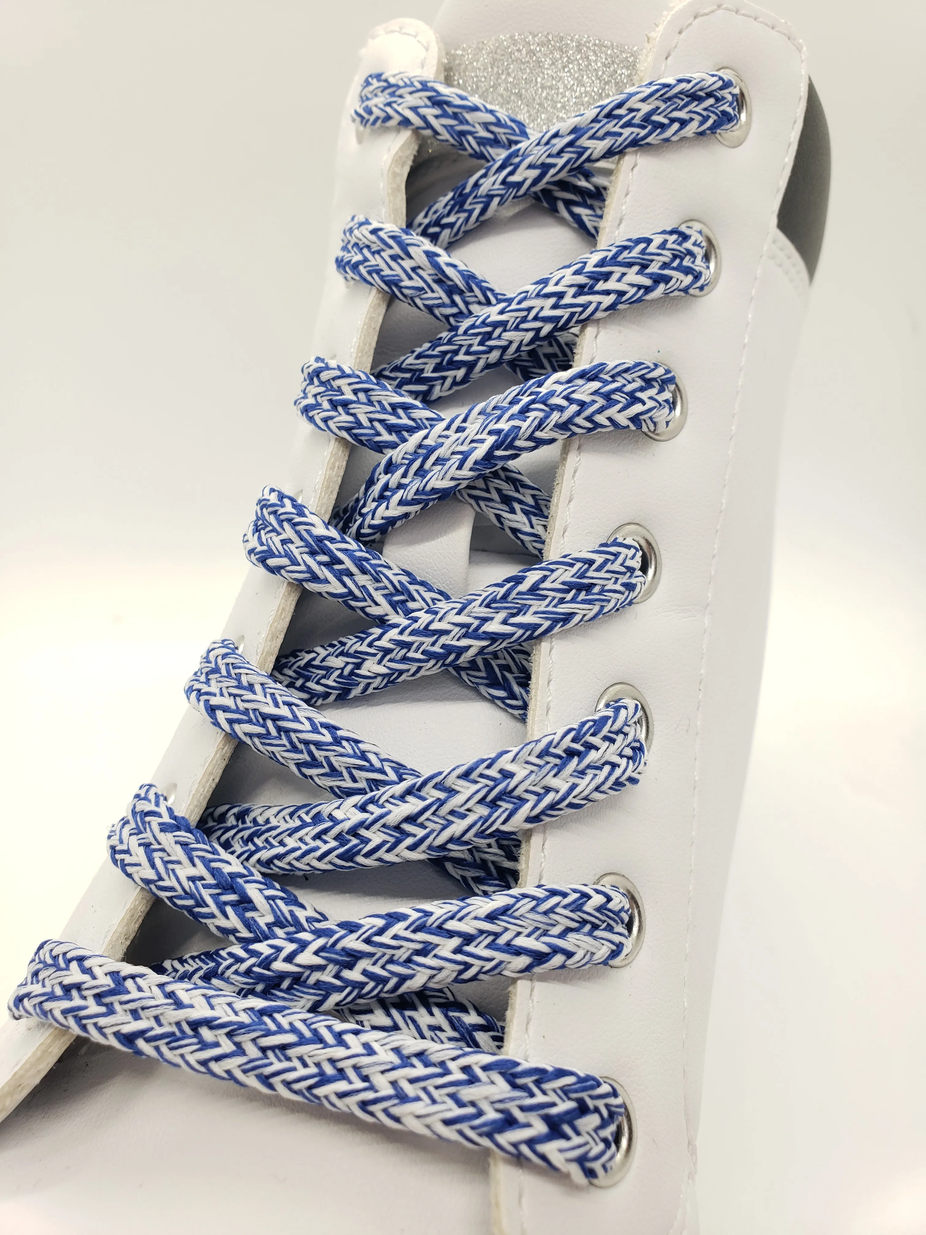 Hybrid Tweed Shoelaces- Blue and White