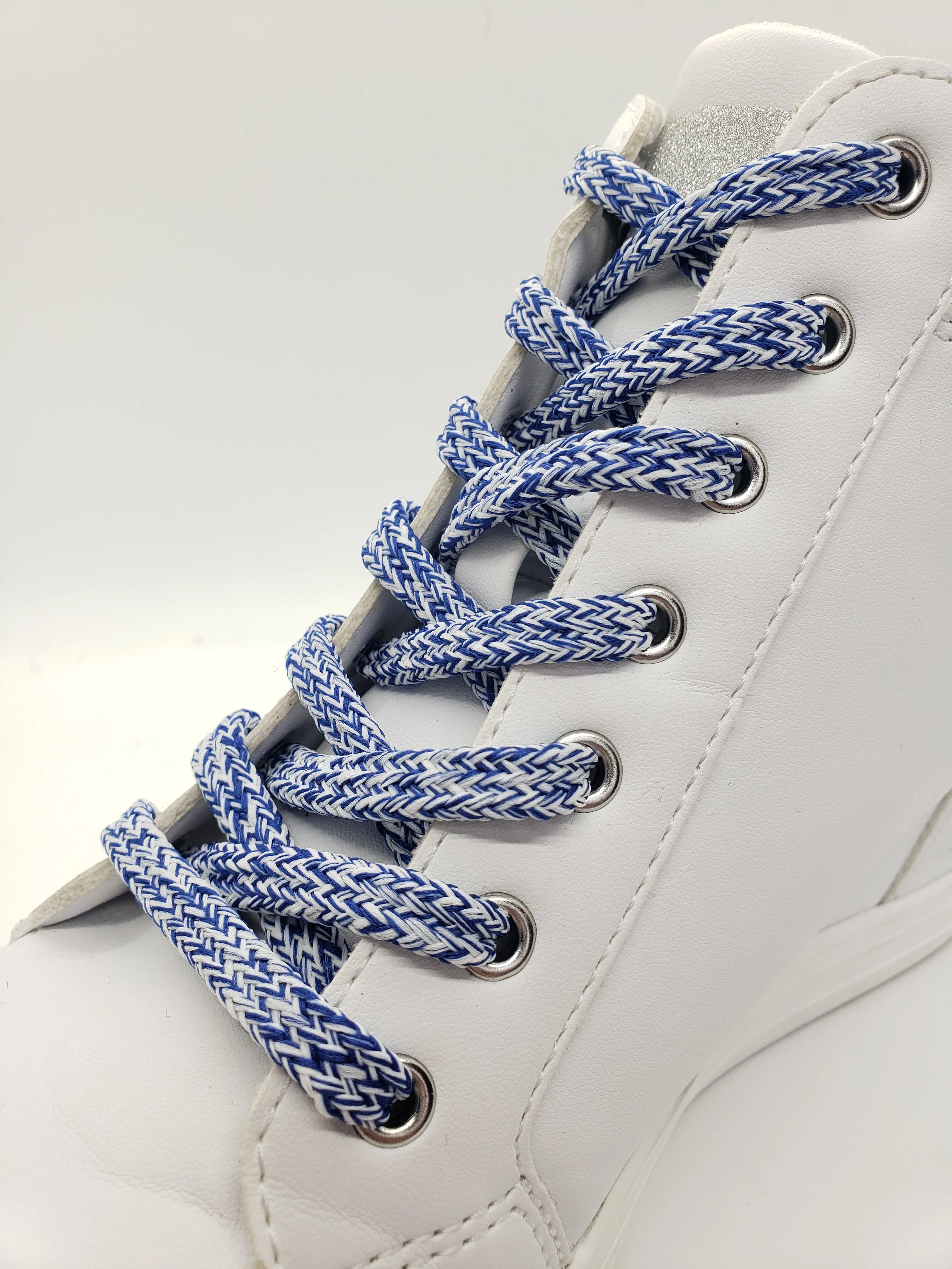Hybrid Tweed Shoelaces- Blue and White