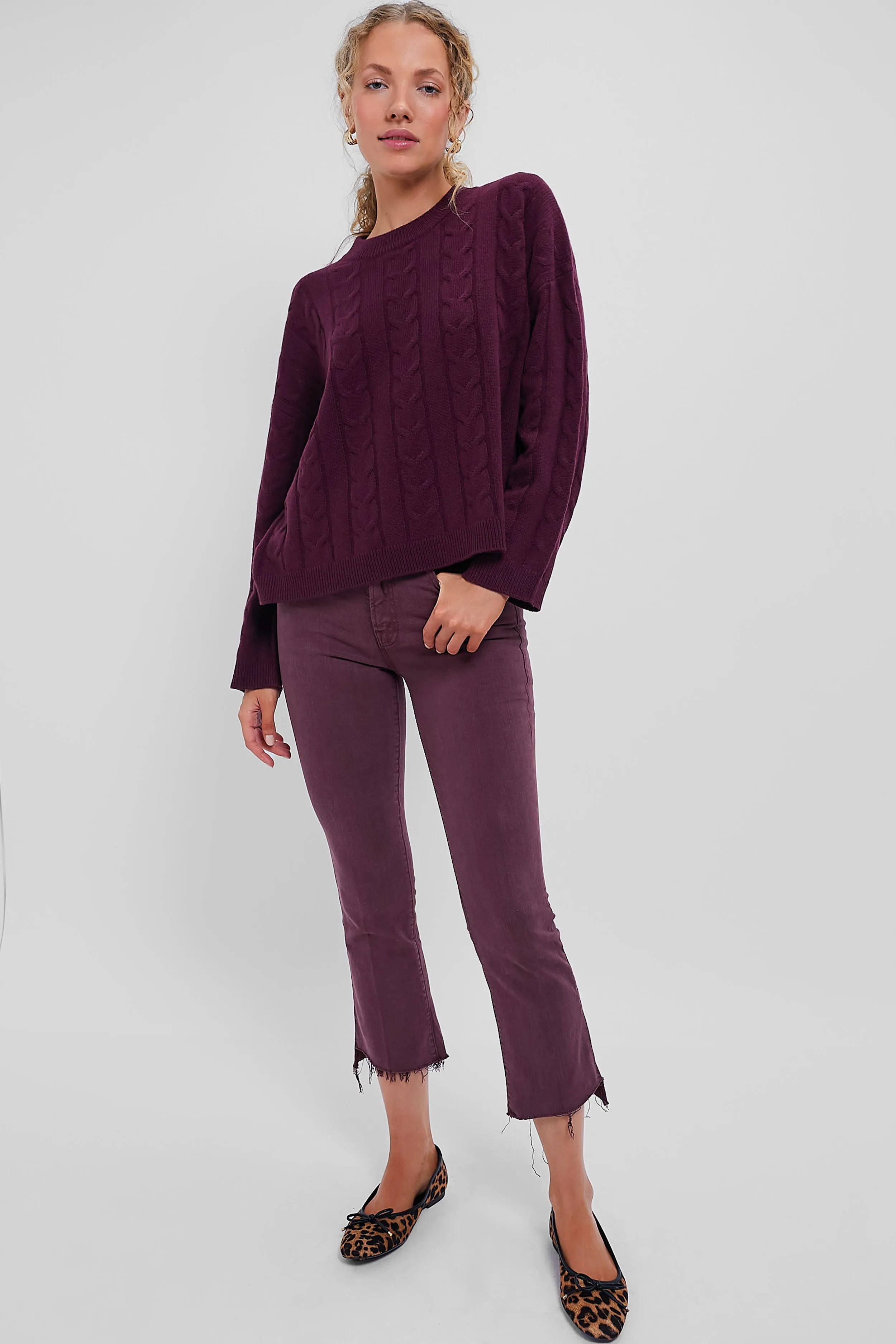 Mauve Wine The Insider Crop Step Fray